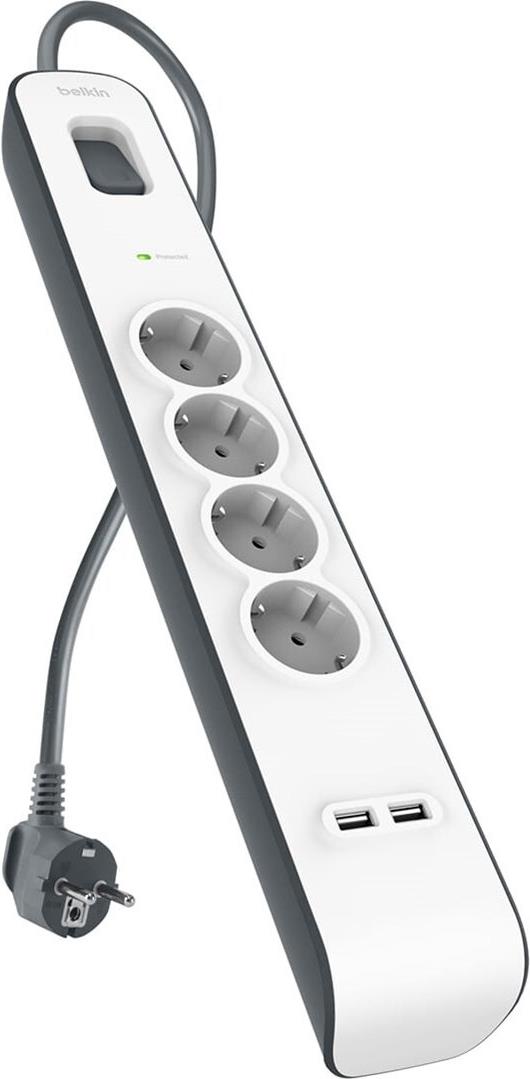 BELKIN Steckdosenleiste 4-fach + 2xUSB-A, 2m Kabel  BSV401vf2M-V2
