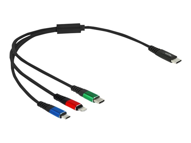 DELOCK 3 in 1 - Kabel nur zum Laden - USB-C männlich zu Micro-USB Typ B, Lightn