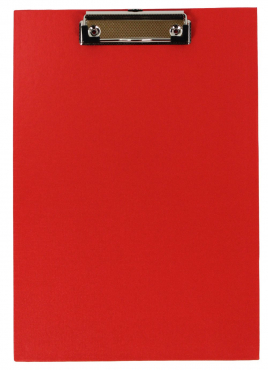 Klemmbrett / Schreibplatte / Klemmplatte A4 economy aus Graupappe, mit PVC-Folien-Überzug, mit Drahtbügelklemme, leinengeprägt, Farbe: rot - 1 Stück
