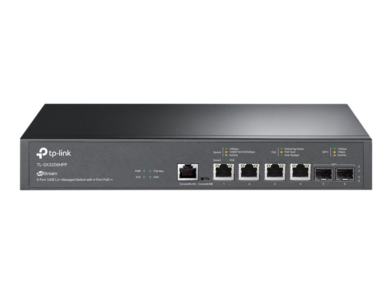 TP-LINK JetStream" 4-Port 10GBase-T and 2-Port 10GE SFP+ L2+ Managed Switch wit