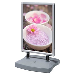 Showdown® Displays Kundenstopper Windtalker silber DIN A1 2 Fächer