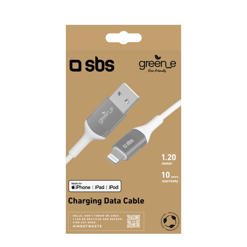 SBS GreenLine USB auf Lightning Kabel 1.2m MFi weiß - Kabel - Digital/Daten ( G