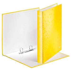 LEITZ Ringbuch WOW, DIN A4+, Hartpappe, gelb 2 D-Ring-Mechanik, Überbreite, Rüc