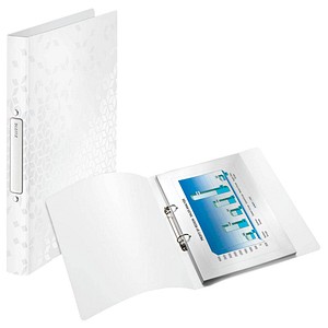 LEITZ Ringbuch WOW, DIN A4, PP, weiß-metallic, 2 Ringe 2 Ring-Reißmechanik, Rüc