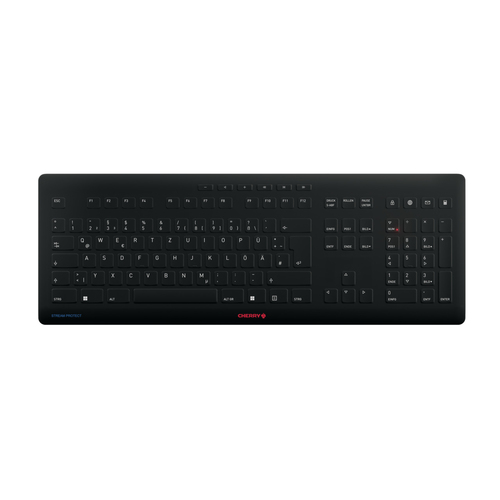 CHERRY Keyboard STREAM PROTECT WIRELESS [DE] black +++ mit hochwertiger Schutzm