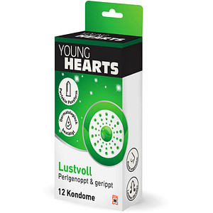 YOUNG HEARTS Kondome Lustvoll - perlgenoppt und gerippt, 12 St. YOUNG HEARTS Kondome Lustvoll - perlgenoppt und gerippt, 12 St.