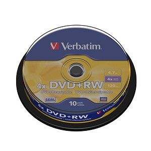 10 Verbatim DVD+RW 4,7 GB wiederbeschreibbar