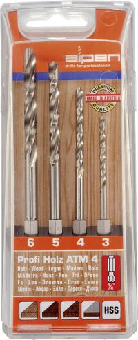ALPEN Holz-Spiralbohrer-Set 4teilig Alpen 603002100 1/4" (6.3 mm) 1 Set