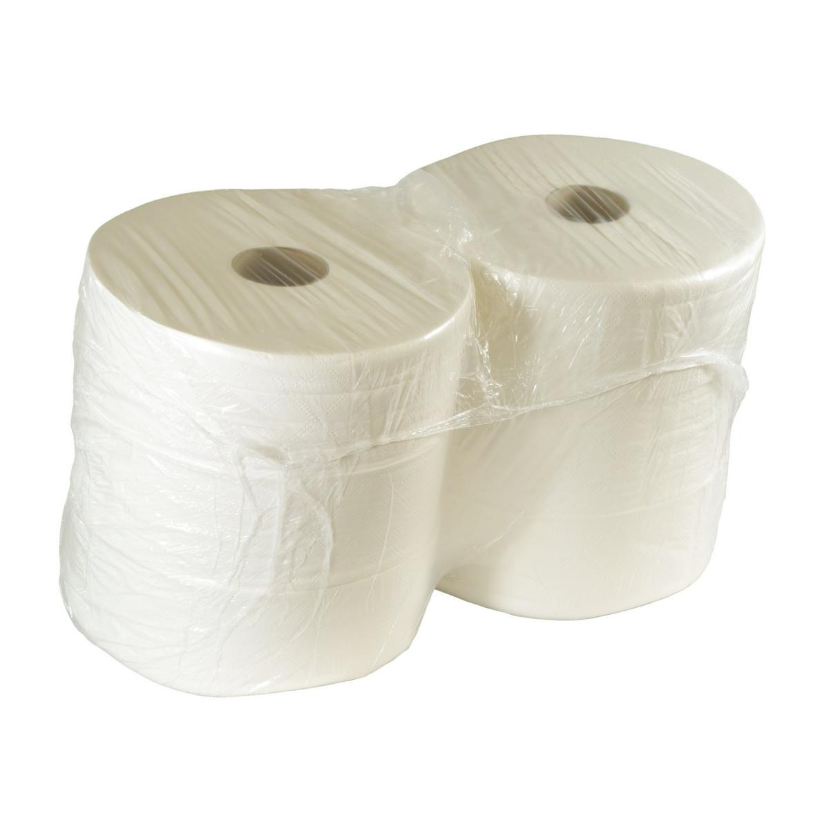 Toilettenpapier Großrolle 2-lagig, Zellulose weiß, 300 m, perforiert | 6 Rollen/Sack 