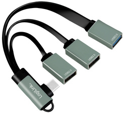 LOGILINK USB HUB 3-Port,2xUSB2.0AF + 1xUSB3.0AF,gewink.Steck