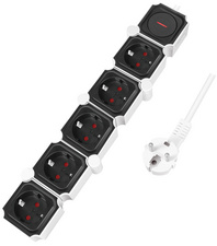 LogiLink Flexible Steckdosenleiste, 5-fach, schwarz/weiß