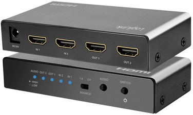 LogiLink 4K/60 Hz HDMI-Switch, 2x 2-fach, bidirekt, schwarz