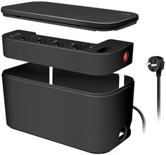 LogiLink Kabelbox mit Steckdosenleiste, 5-fach, schwarz