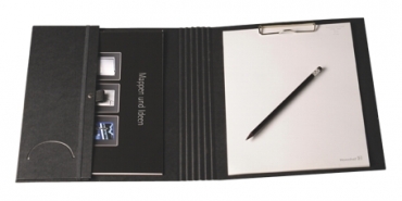 Tagungsmappe A4 schwarz Karton Metallblockklammer