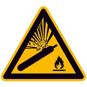 SafetyMarking® Warnaufkleber Warnung vor Gasflaschen dreieckig 10,0 x 10,0 cm
