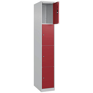 CP Schließfachschrank Classic Plus lichtgrau, rubinrot 080000-104-S10001, 4 Schließfächer 30,0 x 50,0 x 185,0 cm