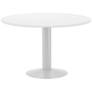 rocada Mehrzwecktisch weiß rund, Säulenfuß silber, 120,0 x 120,0 x 72,0 cm