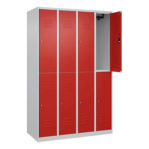 CP Spind Classic Plus lichtgrau, verkehrsrot 080300-40-S10029, 8 Schließfächer 120,0 x 50,0 x 185,0 cm