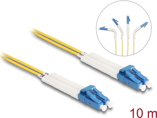 DELOCK LWL Kabel LC Duplex zu LC Duplex Singlemode OS2 winkelbar 10 m