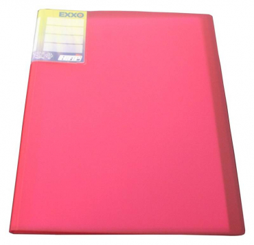 EXXO by HFP Sichtbuch / Sichthüllenmappe, A4, aus PP, mit 30 fest eingeschweißten und oben offenen Klarsichthüllen, mit Einschubtasche auf der Vorderseite, Farbe: transparent rot– 1 Stück