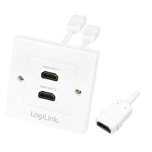 LogiLink Anschlussdose, 2 x HDMI, geschirmt, weiß