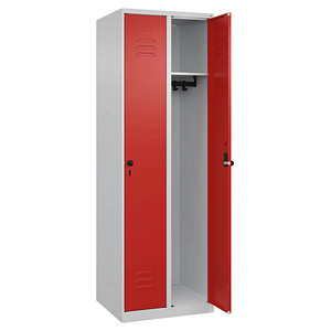 CP Spind Classic Plus lichtgrau, verkehrsrot 080000-20-S10003, 2 Schließfächer 60,0 x 50,0 x 185,0 cm