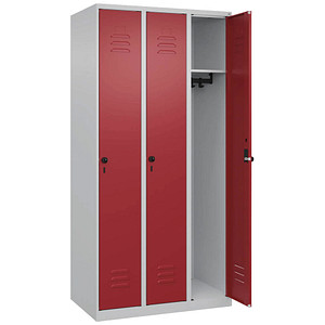 CP Spind Classic Plus lichtgrau, rubinrot 080000-30-S10001, 3 Schließfächer 90,0 x 50,0 x 185,0 cm