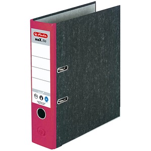 HERLITZ Ordner maX.file nature, Rückenbreite: 80 mm, roter Rücken, mit schwarze
