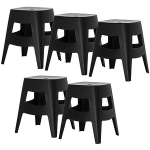 PAPERFLOW Hocker BELLINI, 5er Set, Sitzhöhe: 460 mm, schwarz