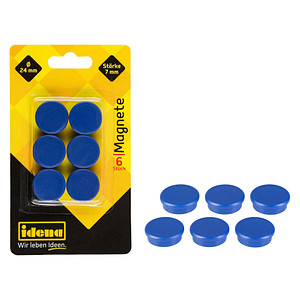 6 Idena Magnete blau Ø 2,4 x 0,7 cm