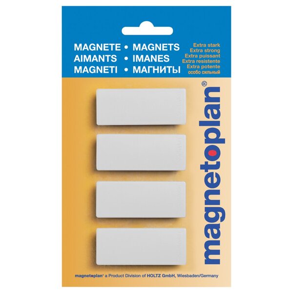 Magnete Discofix Block 2 geblistert Weiß, 54x19x8 mm 4 Stück