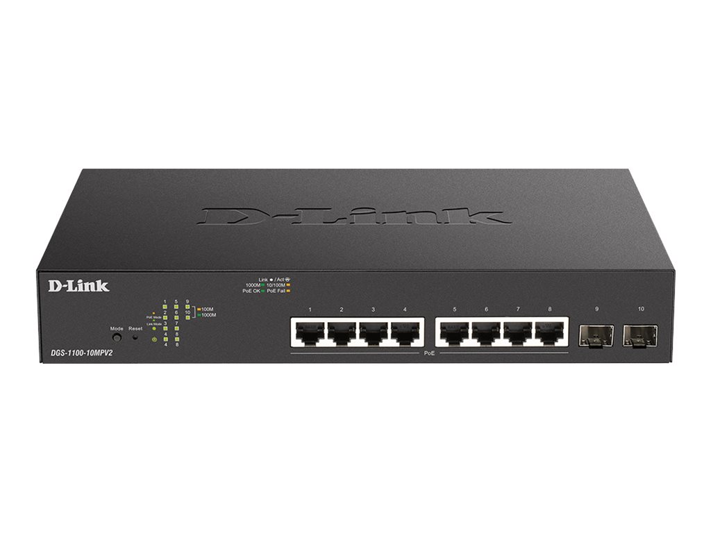 D-LINK 10-Port Layer2 PoE+ Gigabit Smart Switch8x 10/100/1000Mbit/s TP (RJ-45) 