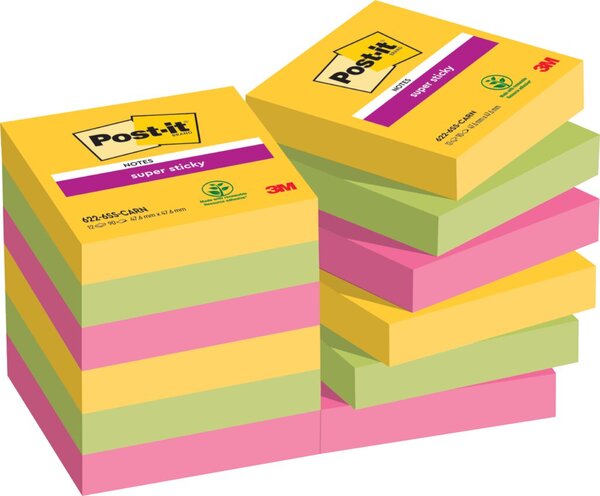 Post-it® Super Sticky Rio de Janeiro Haftnotizen extrastark 654MTDR farbsortiert 12 Blöcke