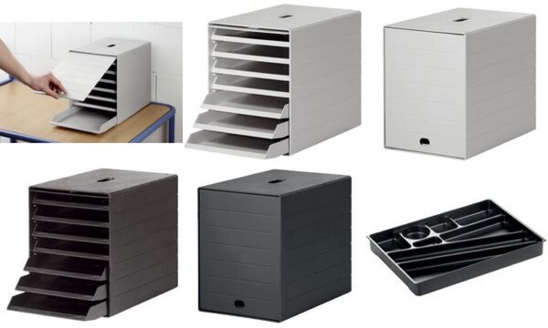DURABLE Schubladenbox IDEALBOX PLUS  schwarz 1712001058, DIN C4 mit 7 Schubladen