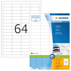 HERMA Etiketten A4 weiß 48,3x16,9 mm Papier matt 6400 St.