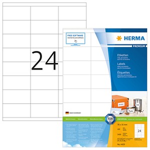 HERMA Etiketten Premium A4 weiß 70x35   mm Papier 2400 St.