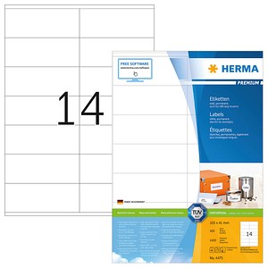 HERMA Etiketten Premium A4 weiß 105x41  mm Papier 1400 St.