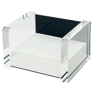 WEDO Zettelbox "acryl exklusiv", glasklar/schwarz aus Acryl, mit 500 Blatt weiß