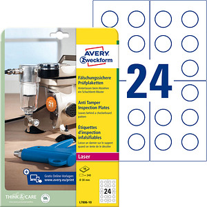 ZWECKFORM Avery-Zweckform L7806-10 Etiketten (A4) Ø 30 mm VOID-Folie Weiß 240 S