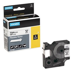 DYMO Beschriftungsband RHINO  18488, 12 mm schwarz auf weiß