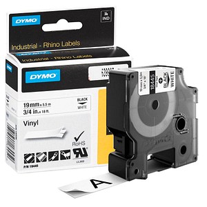 DYMO Beschriftungsband RHINO  18445, 19 mm schwarz auf weiß