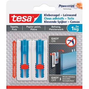 TESA Powerstrips Klebenagel, für Tapete und Putz, 1,0 kg für Leinwand und Keilr
