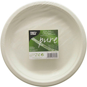 50 PAPSTAR Zuckerrohr-Teller pure Ø 23,0 cm