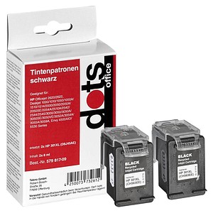 2 dots schwarz Tintenpatronen ersetzen HP 301XL (D8J45AE)