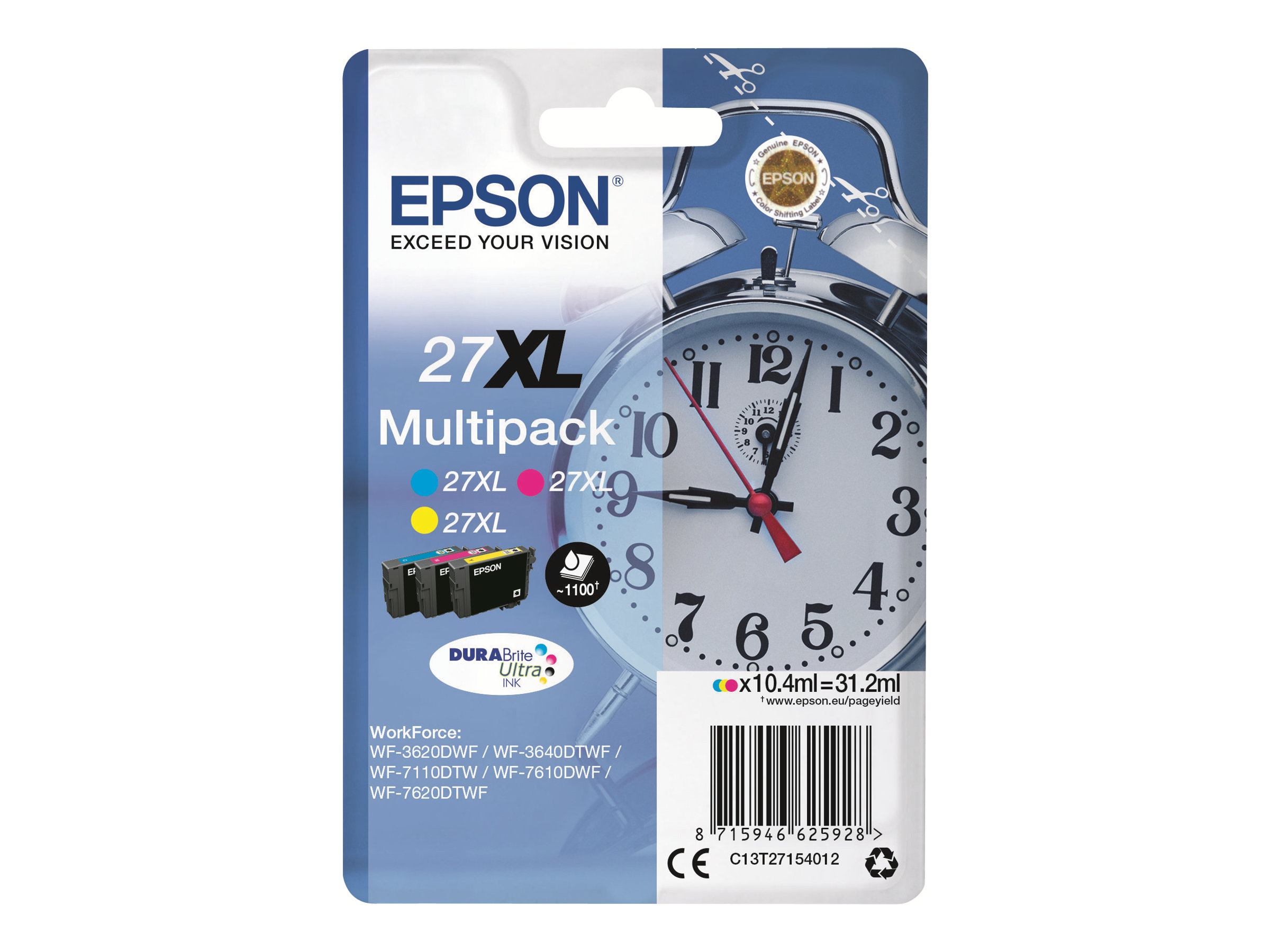 EPSON 27XL Multipack 3er Pack XL Gelb, Cyan, Magenta Tintenpatrone