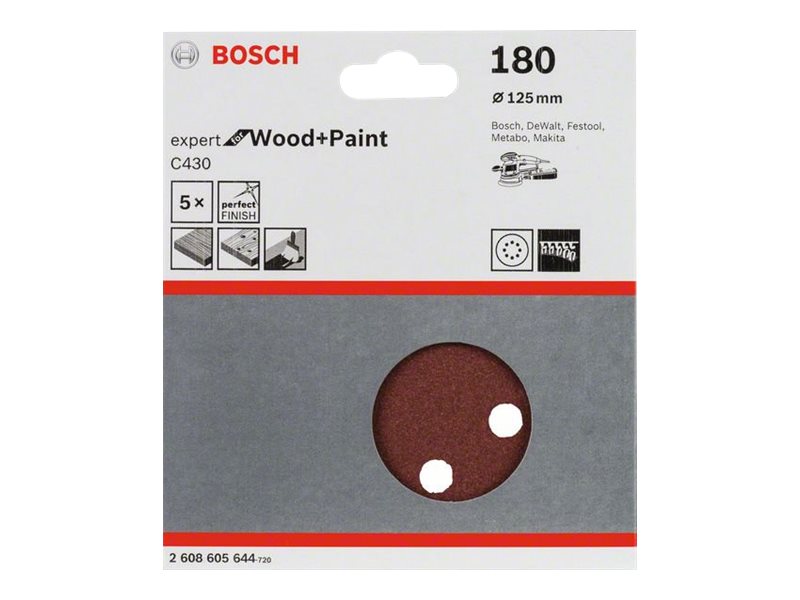 BOSCH Exzenterschleifpapier mit Klett, gelocht Körnung 180 (Ø) 125 mm Bosch Exp