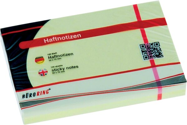 Büroring Haftnotiz FSC 100 Blatt pastellgelb 50x75mm