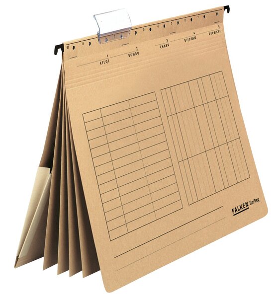 Hängehefter UniReg, 230g/qm-Kraft- karton, kaufm. Heftung mit Tasche,
