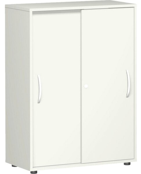 Schiebetürenschrank 3 OH mit Standfüßen, Lichtgrau, Flex