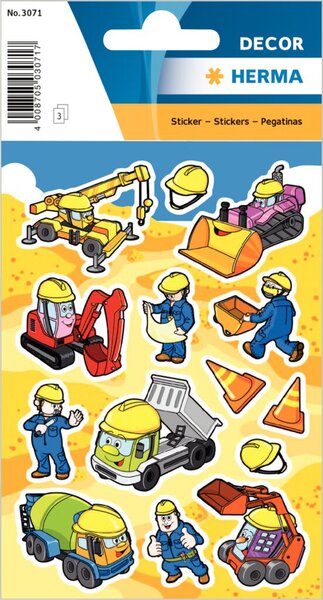 Schmucketikett Decor Baustelle 3Bl 1Pack